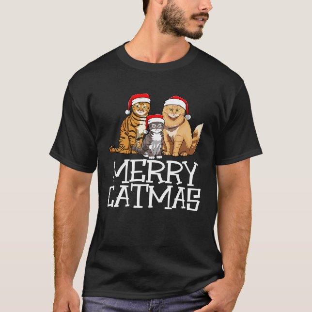 Camiseta Meowy Catmas  Merry Christmas Cat  Gift (Anverso)