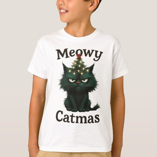Camiseta Meowy Catmas Moody cat (Anverso)