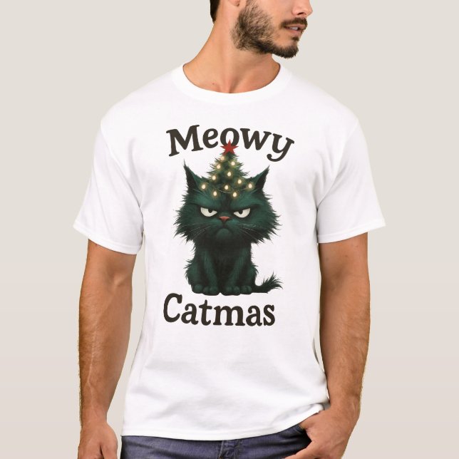 Camiseta Meowy Catmas Moody cat (Anverso)