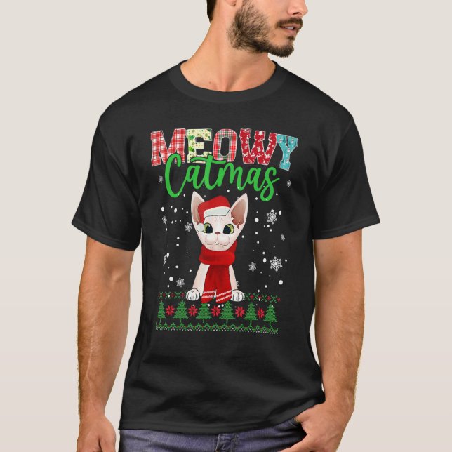 Camiseta Meowy Catmas Navidades Cat Santa Scarf Ugly (Anverso)