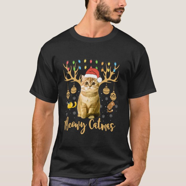 Camiseta Meowy Catmas Navidades Divertidas Navidades Hombre (Anverso)