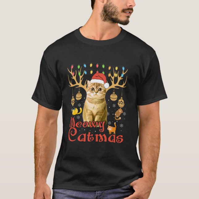 Camiseta Meowy Catmas Navidades Divertidas Navidades Mujere (Anverso)