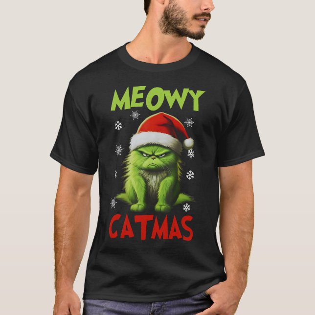 Camiseta Meowy Catmas Navidades gatos divertidos regala a l (Anverso)