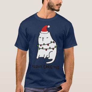 Camiseta Meowy Catmas Pocket Santa Cat con luces Merry Ch