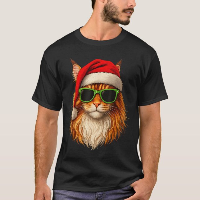 Camiseta Meowy Catmas Santa Hat Maine Coon Cat Christmas Pa (Anverso)