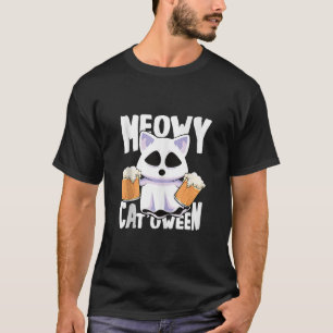 Camiseta Meowy Catoween Funny Halloween Gato Fantasma