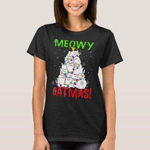 Camiseta Meowy Cats Christmas Tree Xmas enciende a los niño