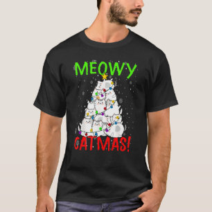 Camiseta Meowy Cats Christmas Tree Xmas enciende a los niño