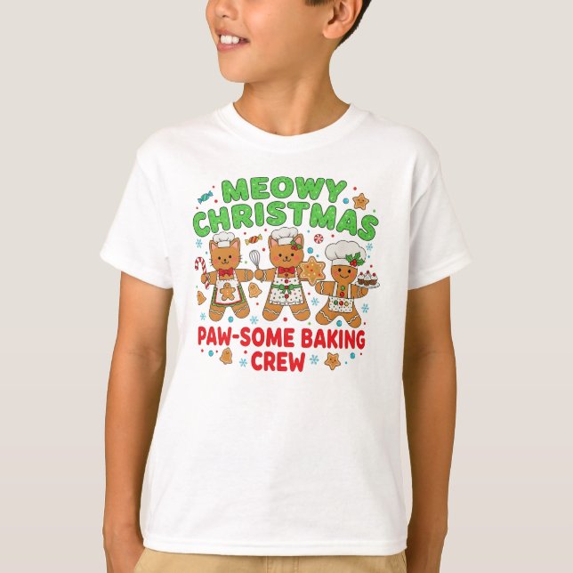 Camiseta "Meowy Christmas Baking Crew Kids (Anverso)
