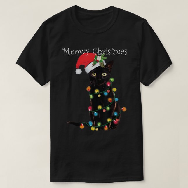 Camiseta Meowy Christmas Funny Cat Design (Diseño del anverso)