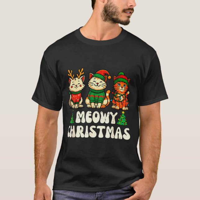 Camiseta Meowy Christmas Funny Cat Xmas Kitten Cat Lover Me (Anverso)