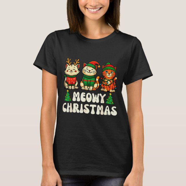 Camiseta Meowy Christmas Funny Cat Xmas Kitten Cat Lover Me (Anverso)
