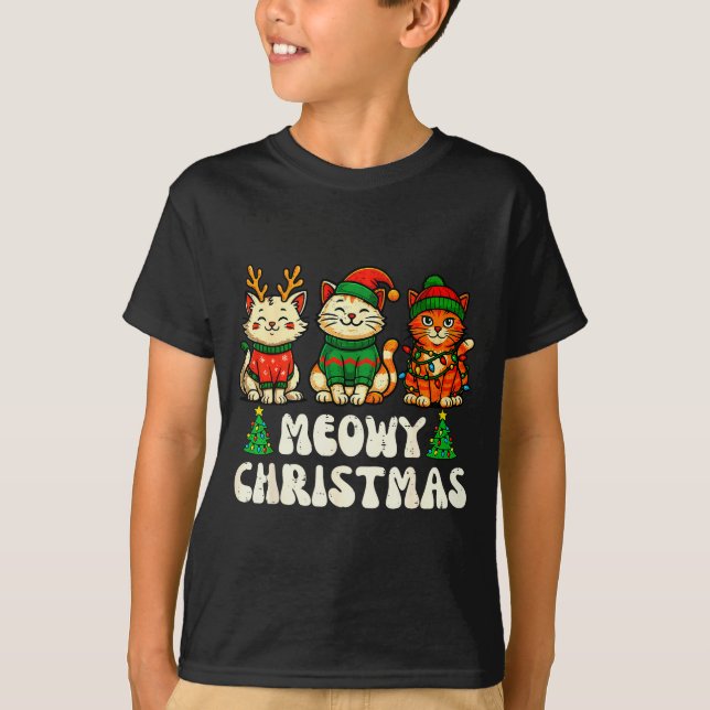 Camiseta Meowy Christmas Funny Cat Xmas Kitten Cat Lover Me (Anverso)