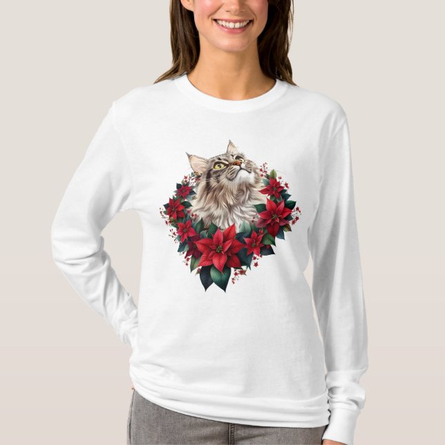 Camiseta Meowy Christmas Maine Coon Cat  (Anverso)