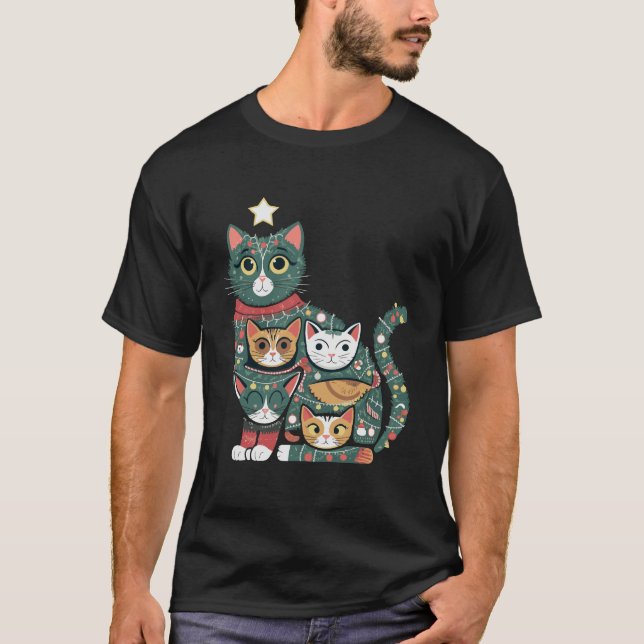 Camiseta Meowy Christmas Tree: Festive Feline Fun (Anverso)