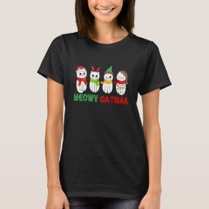 Camiseta Meowy Feliz Gatomás Gato de Navidad Lindo Navida