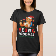 Meowy Foodmas Gracioso Cat T-Shirt | Vacaciones cu