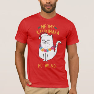 Camiseta Meowy Kalikimaka - Graciosos Navidades de gatos