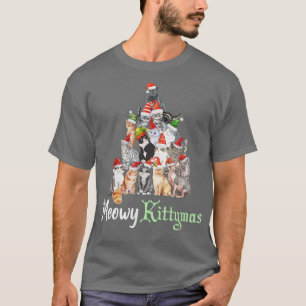 Camiseta Meowy Kittymas Cats con Navidades de gatos de Sant
