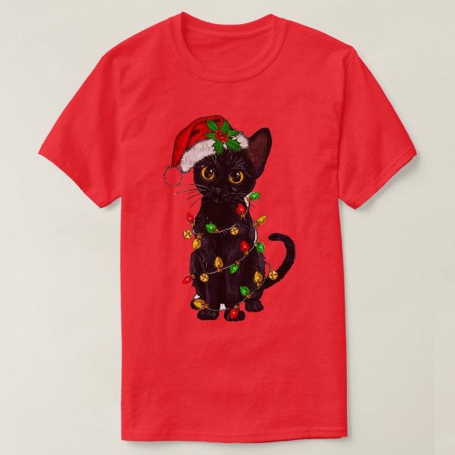 Camiseta Meowy Merry Catmas Christmas Black Cat Lover Chris (Diseño del anverso)
