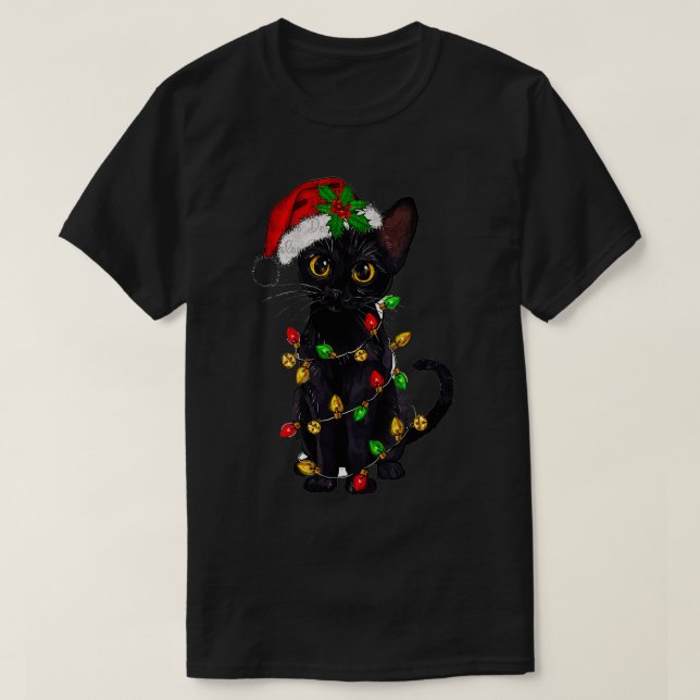 Camiseta Meowy Merry Catmas Navidades Black Cat Lover Chris (Diseño del anverso)