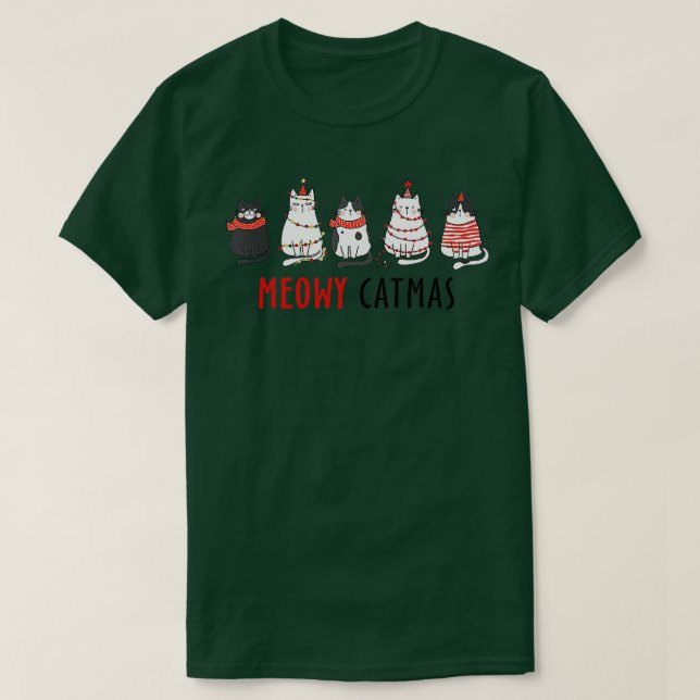 Camiseta Meowy Merry CatmasCute Navidades Cat Lover Navidad (Diseño del anverso)
