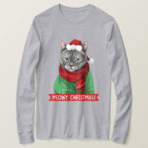 Meowy Navidades camiseta, Maybelle la mesa gris