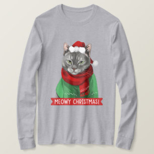 Camiseta Meowy Navidades camiseta, Maybelle la mesa gris