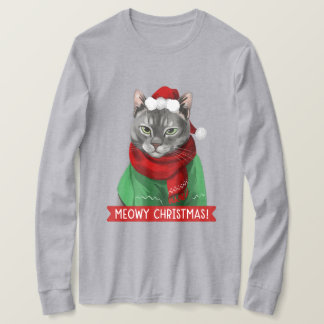 Camiseta Meowy Navidades camiseta, Maybelle la mesa gris