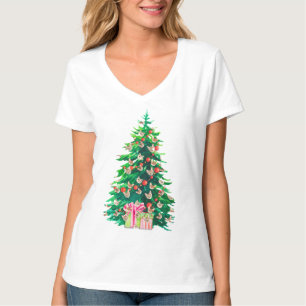 Camiseta Meowy Navidades Cat Mom Shirt - Gracioso Tee de Ár