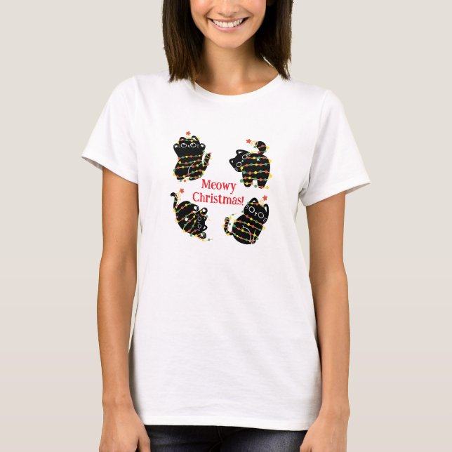 Camiseta Meowy Navidades Cat T-Shirt - Graciosa fiesta de t (Anverso)