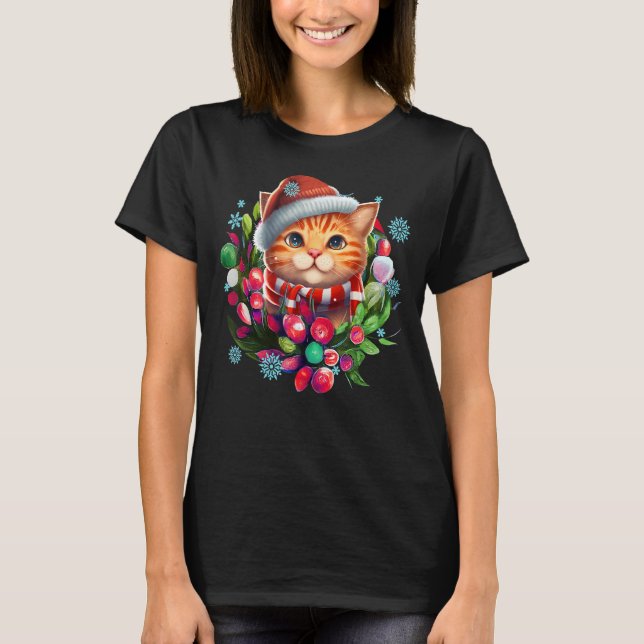 Camiseta Meowy Navidades Merry Catmas Kitty Cute Cat (Anverso)