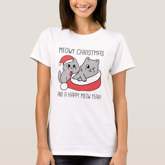 Camiseta Meowy Navidades Y Un Feliz Año Próximo (Anverso)