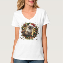 Camiseta Meowy New Year 2026 – Fluffy Siamese Cat in Christ