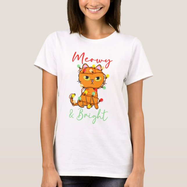 Camiseta Meowy y Bright naranja cat Lámparas de árboles de  (Anverso)