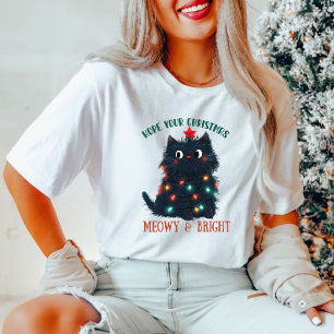 Camiseta Meowy y Navidades brillantes Cat T-Shirt