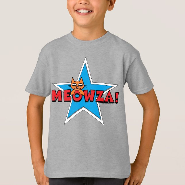 Camiseta ¡MEOWZA! El gato rojo blanco y azul del niño (Anverso)