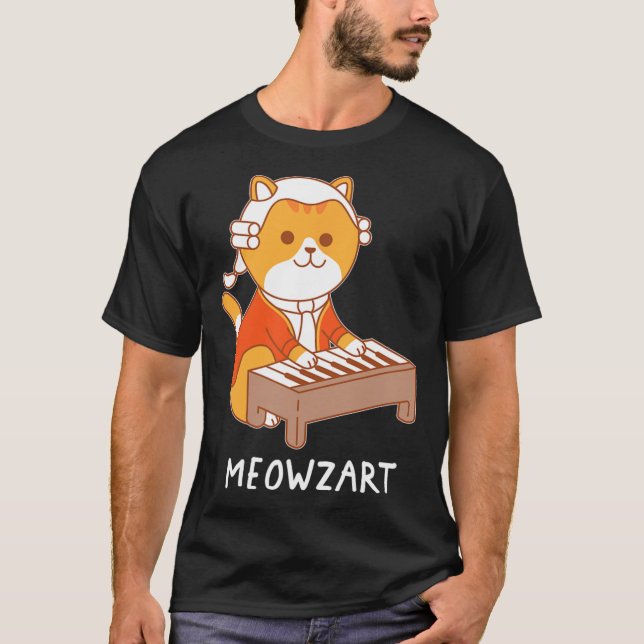 Camiseta Meowzart Cat Pun Clic Music Piano Funny (Anverso)
