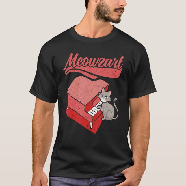 Camiseta Meowzart Músico de instrumentos musicales Pianista (Anverso)