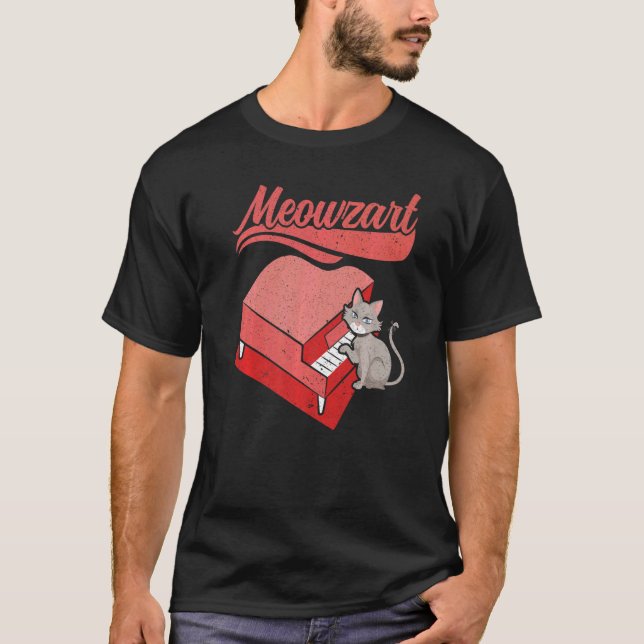 Camiseta Meowzart Músico de instrumentos musicales Pianista (Anverso)