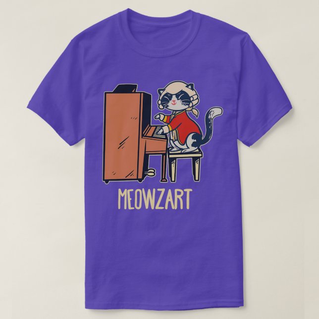 Camiseta Meowzart Un Gato Agradable Tocando El Piano (Diseño del anverso)