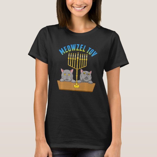 Camiseta Meowzel Tov  Cat Jewish Mazel Tov Hanukah Fun Trad (Anverso)