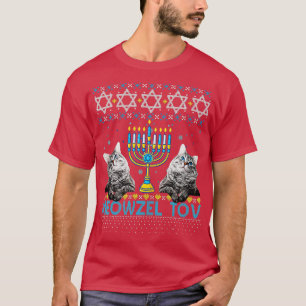 Camiseta Meowzel Tov Chanukah Hanukka Dueño de un gato judí