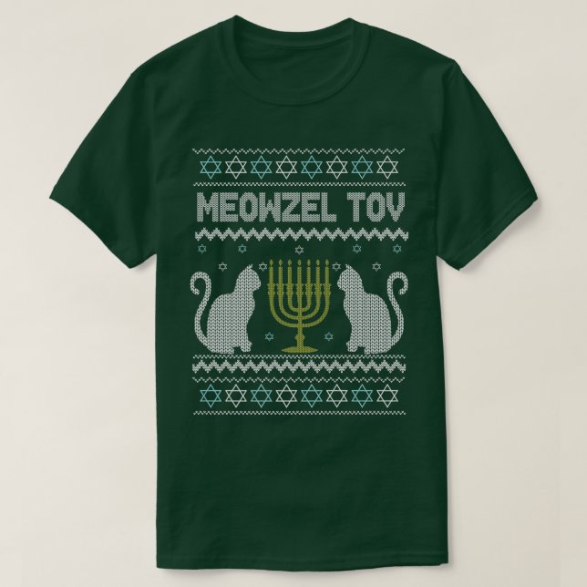 Camiseta Meowzel Tov Chanukah Hanukka Dueño de un gato judí (Diseño del anverso)