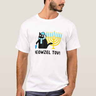 Camiseta Meowzel Tov Funny Hanukkah Black Cat Funny Jewish