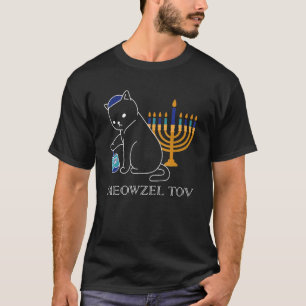 Camiseta Meowzel Tov Gato Lindo Mazel Tov Menorah Hanukkah