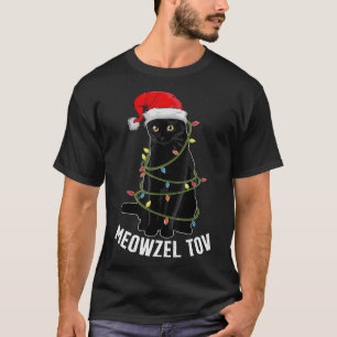 Camiseta Meowzel Tov Gato Negro Navidades Hanukkah Encenden