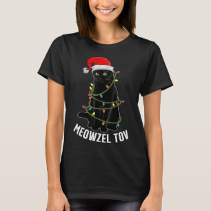 Camiseta Meowzel Tov Gato Negro Navidades Hanukkah Encenden