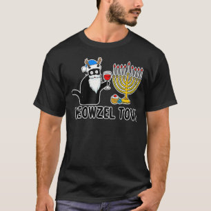 Camiseta meowzel tov jewish cat menorah hanukkah chanukah c