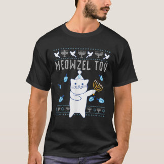 Camiseta Meowzel Tov Jewish Christmas Cat Funny Ugly Hanukk